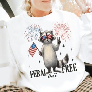 Feral But Free PNG, Funny Raccoon USA Shirt, 4th of July Digital Download, Patriotic Design, America Png, Freedom, Ameri