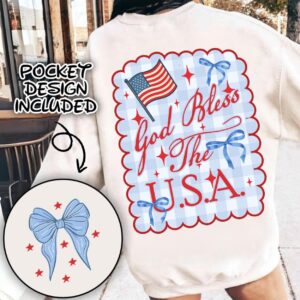 God Bless The Usa PNG, Coquette Bow USA Shirt, 4th of July Digital Download, Patriotic Design, America Png, Freedom, Ame