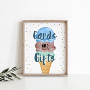 Ice Cream Bar Sign Ice Cream Social Birthday Ice Cream Party Sign Ice Cream Table Sign Blue Green Brown Boy Instant Down