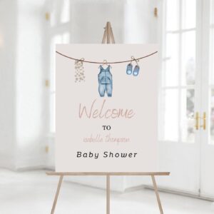Boy Baby Shower Welcome Sign,Boy Baby Clothes Shower Sign template, Boho Rustic baby Shower Welcome sign 1119