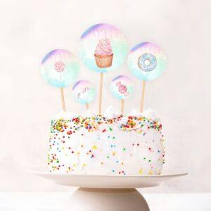 Printable sweets donut ice cream cupcake Birthday Cake Topper cotton candy Unicorn cake topper Birthday Watercolor Digit