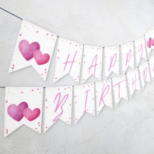 Editable Little Sweetheart Birthday Cake Topper Valentine's Birthday Pink Gold Hearts Girl Valentine's Day Birthday Cupc