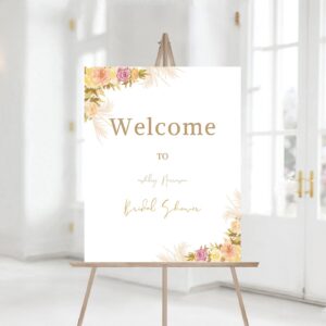 Wedding Welcome Sign Template, pampas grass wedding welcome sign printable, Brunch and Bubbly welcome sign download, boh