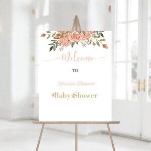 EDITABLE Welcome sign Blush Pink Floral Baby Shower Welcome Sign It’s a girl Printable Baby Shower Editable Sign 077
