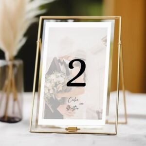 Classic Photo Wedding Table Number Template, Traditional Wedding Table Sign, Elegant, Editable, Instant Download 080