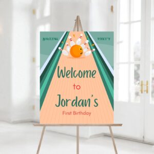 Editable Bowling Birthday Party Welcome Sign, Printable Bowling Party Celebration, Decor Sign Template 1245