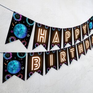Editable Disco Party Birthday Banner, Glow Party, Disco Gender Neutral, Dance Party Neon Party banner Decoration 1179