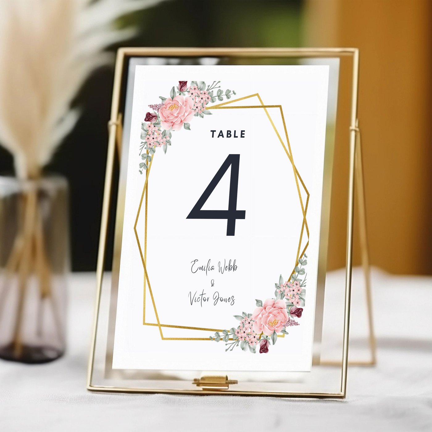 Blush Floral Wedding Table Numbers Template (4x6 & 5x7) | Printable Table Numbers | Blush Wedding, Greenery Wedding | Ed