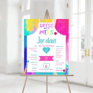 Editable Painting Party Milestones Sign, Printable Art Birthday party Sign Decor 1243