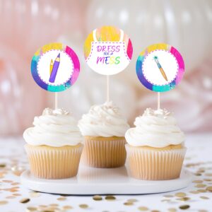 Editable Painting Birthday Cake Topper, Art Birthday Party Cupcake Topper cake decor 1243