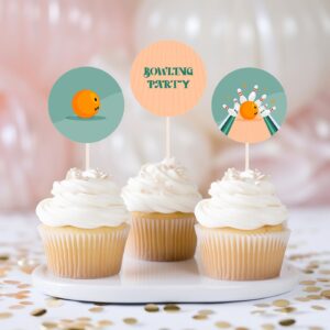 Editable Bowling Birthday Party Cake Topper, Bowling Party Celebration Cupcake Topper cake decor 1245