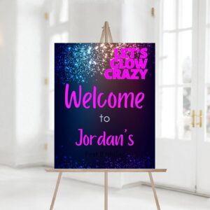 Editable Neon Glow Birthday Party Welcome Sign, Printable Glow In The Dark Birthday Party Celebration, Decor Sign Templa