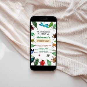 Insect Birthday Mobile Invitation, Bugs Birthday Mobile Invitation, Insect Theme Birthday Invitation, Bug Invitation Edi