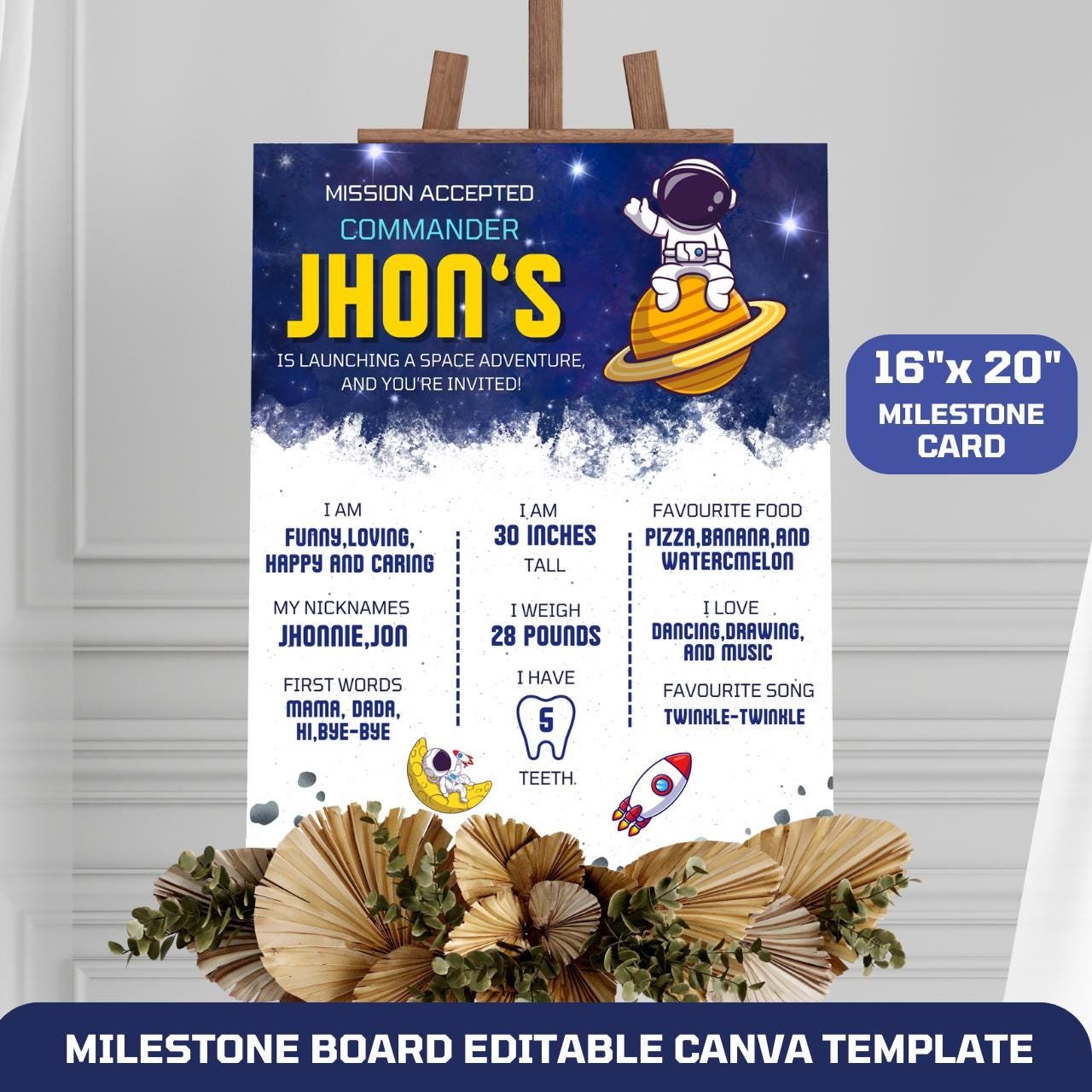 Editable Space Adventure Milestone Sign template, Outer Space Birthday, Rocket and Planets Theme, Galaxy Party Template
