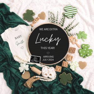 St. Patrick's day Digital Pregnancy Announcement Baby Announcement  Editable Template Social Media  Extra Lucky  Pr