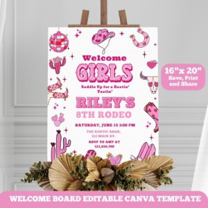 Let’s Go Girls Party Welcome sign Template, Galentine’s Rodeo Bash, Girl’s Night Editable Design, Cowgirl Valentine Part