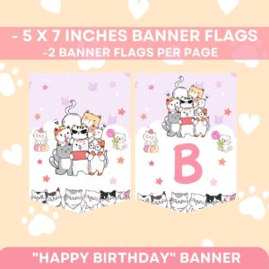 Editable Kitten Birthday Banner Template, Cute Cat Girl Party Design, Are You Kitten Me Right Meow Theme S003