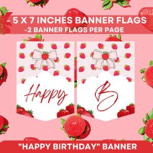 Berry First Birthday Banner Template, Strawberry Party Design, Berry 1st Celebration, Bow-Themed First Birthday Editable