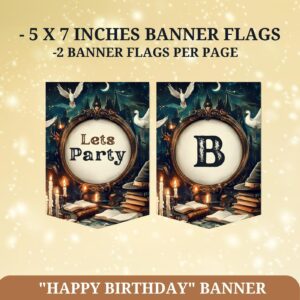 Editable Wizard Birthday Banner Template, Magical Party Design, Magic School Theme Celebration, Instant Download Printab