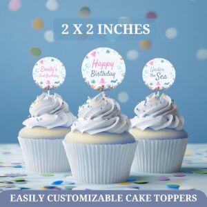 Oneder the Sea Birthday Cake topper Template, Under the Sea Editable Design, 1st Birthday Celebration, Ocean Animals The