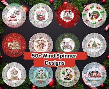 50+ Micey Mouse Cartoon Christmas Wind Spinner Sublimation Design Bundle, Christmas WindSpinner 10 Inch Template Round H