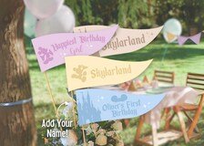 Editable Happiest Birthday On Earth Pennants, Mikey Banners, Mini Birthday Decorations, Diseyland Party, Digital file, m