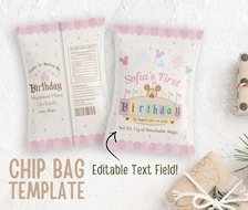 Editable Mikey mouse Happiest Birthday on Earth Chip Bag, Dinseyland Birthday Chip Bag, Birthday Decoration, Digital fil