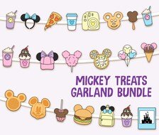 Printable Mikey Treats Garland, Diseyland Party Decoration, Mikey mouse Birthday Banner, Digital file