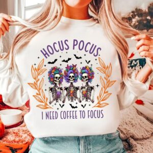 Retro Halloween Hocus pocus i need coffee to focus Png, Halloween png, Girly Halloween png, Spooky Season Png, Halloween