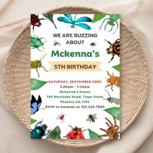Insect Birthday Invitation, Bugs Birthday Invitation, Insect Theme Birthday Invitation, Bug Invitation Editable Template