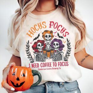 Retro Halloween Hocus pocus i need coffee to focus Png, Halloween png, Girly Halloween png, Spooky Season Png, Halloween