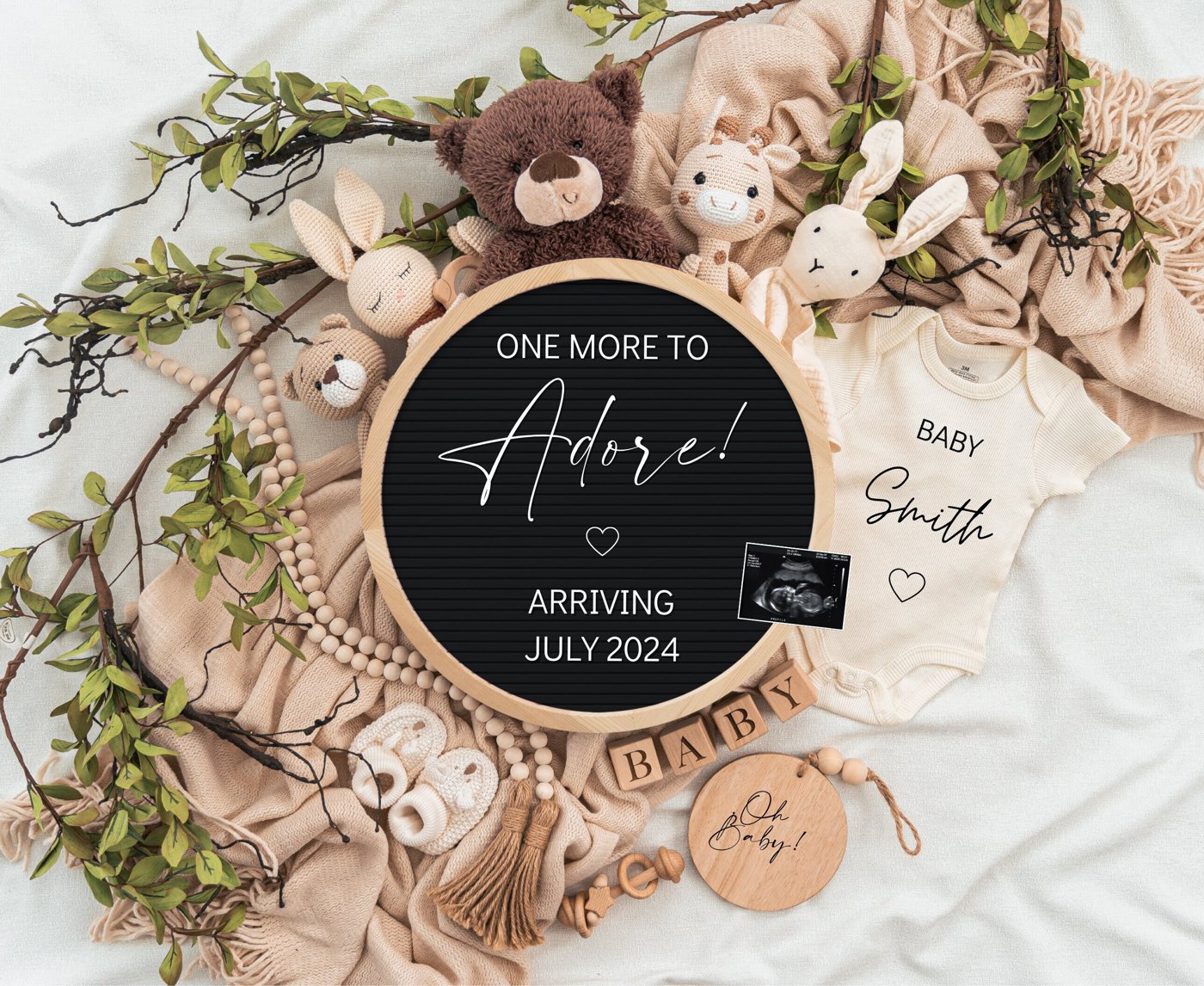 One more to Adore Digital Pregnancy Announcement / Pregnancy Reveal / Social Media / Gender Neutral / Facebook / Instagr