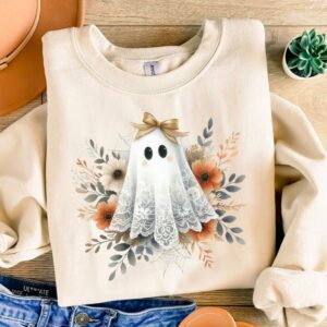 Halloween Lace Ghost Png, Spooky Coquette Png, Spooky Season Png, Ghost Floral Halloween Mama, Sublimation, Girly Ghost