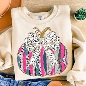Colorful Coquette Gold Glitter Pumpkin Png, Fall Pumpkin Coquette Bow Png, Dalmatian Dots Bow Fall, brushstroke, Girly F