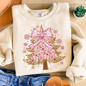 Colorful Coquette Glitter Pink Christmas Tree Png, Merry Christmas Design, Bright Color Christmas Coquette Bow Dalmatian
