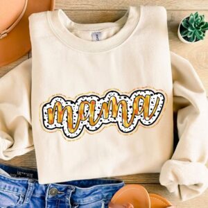 Fall Mama Gold Glitter Png, Thanksgiving png, design for sublimation, dalmatian dots, Thankful Mama Png, Mama Colorful B