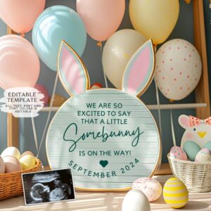 Easter Pregnancy Announcement Digital, Spring Baby Announcement, Gender Neutral Template, April Boho Reveal, Easter is E