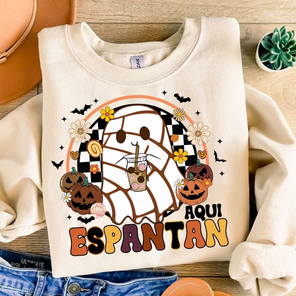 Aqui Espantan Png, Ghost Png, Halloween Png, Spanish Halloween Png, Spooky Latina Png, Mexican Conchas, Regalos Es Espan