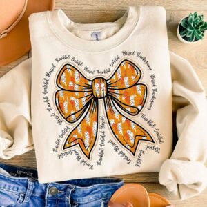 Thankful Png, Coquette Fall Png, Autumn Pumpkin Png, Fall Vibes Png, Retro Fall Bow Png, Pumpkin Spice Png Sublimation,