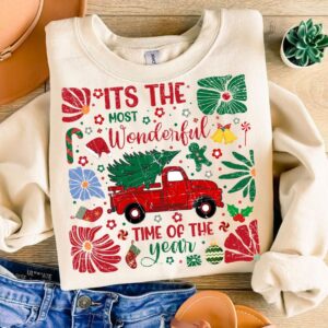 It's The Most Wonderful Christmas Png, Christmas Png,Girly Christmas Tree Png, Boho Floral Christmas Png, Nuthouse Chris