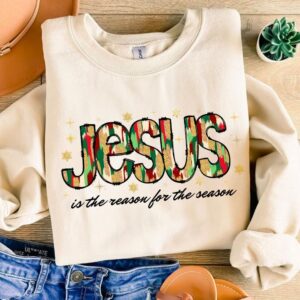 Colorful Glitter Jesus Christmas Png, Jesus is the Reason for the Season Png, Christian Christmas Png, brushstroke, Jesu