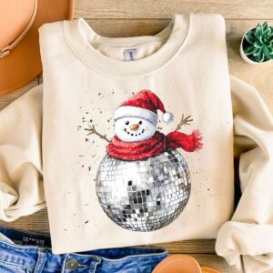 Christmas Disco Snowman Png, Winter Snowman Png, Christmas Season Png, Christmas Girly Png