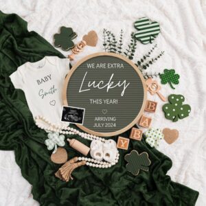 St. Patrick's day Digital Pregnancy Announcement Baby Announcement Editable Template Social Media Extra Lucky Pr
