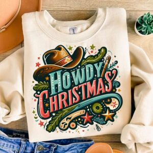 Howdy Christmas Png, Sublimation Design, Western Christmas Png, Cowhide Png, Cowgirl Png, T-Shirt Design, Instant Digita