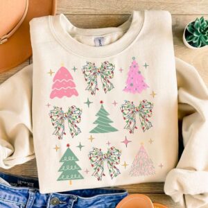 Coquette Christmas Tree PNG Pink Bows Png Retro Christmas Preppy Png Girly Xmas Png room decor Pink Christmas Png design