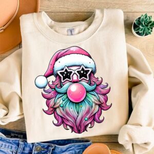 Retro Santa Christmas Blowing Bubble PNG, Funny Santa With Sunglasses Xmas Holiday Sublimation Digital Download, Vintage