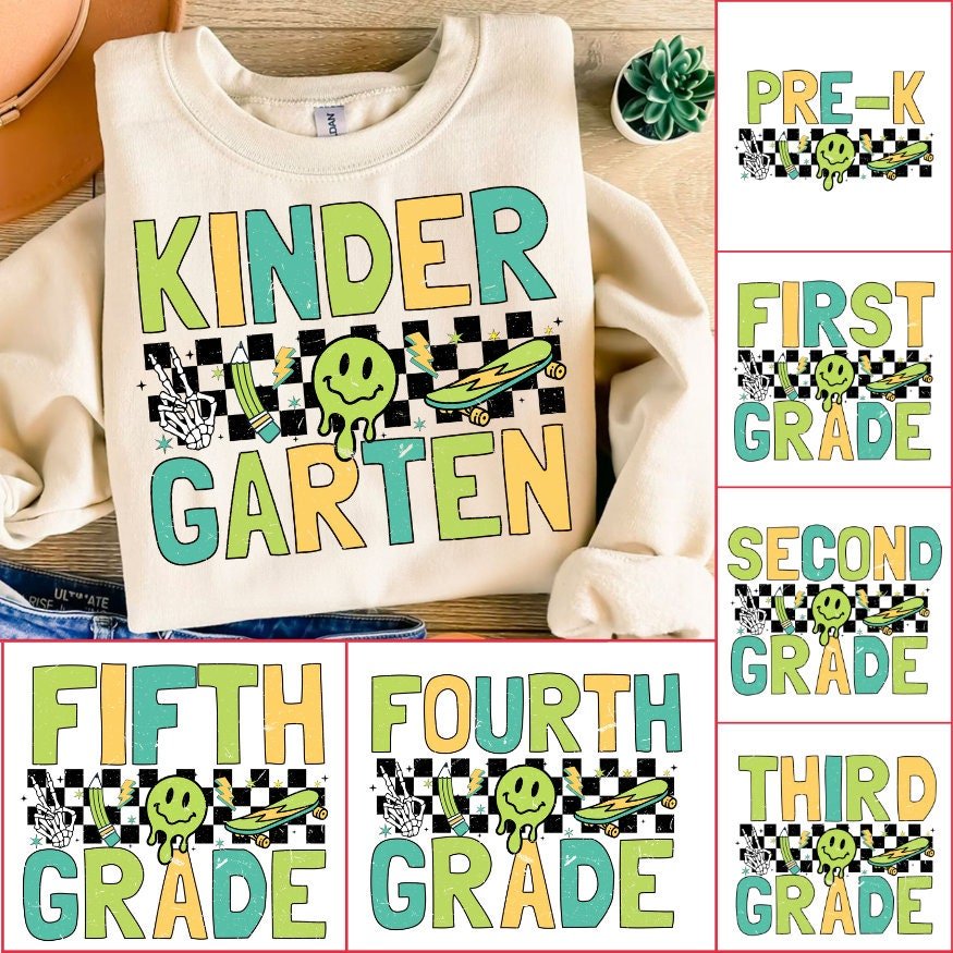 Back to School For Boys Bundle, Kindergarten, Pre K PNG, First Day Of School, First/ Second/ Third Grade Design, School