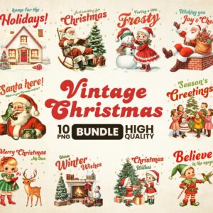 Retro Christmas PNG Bundle, Christmas Shirt PNG, Santa png, Christmas Sublimation, retro png, Bundle PNG | Santa Claus S