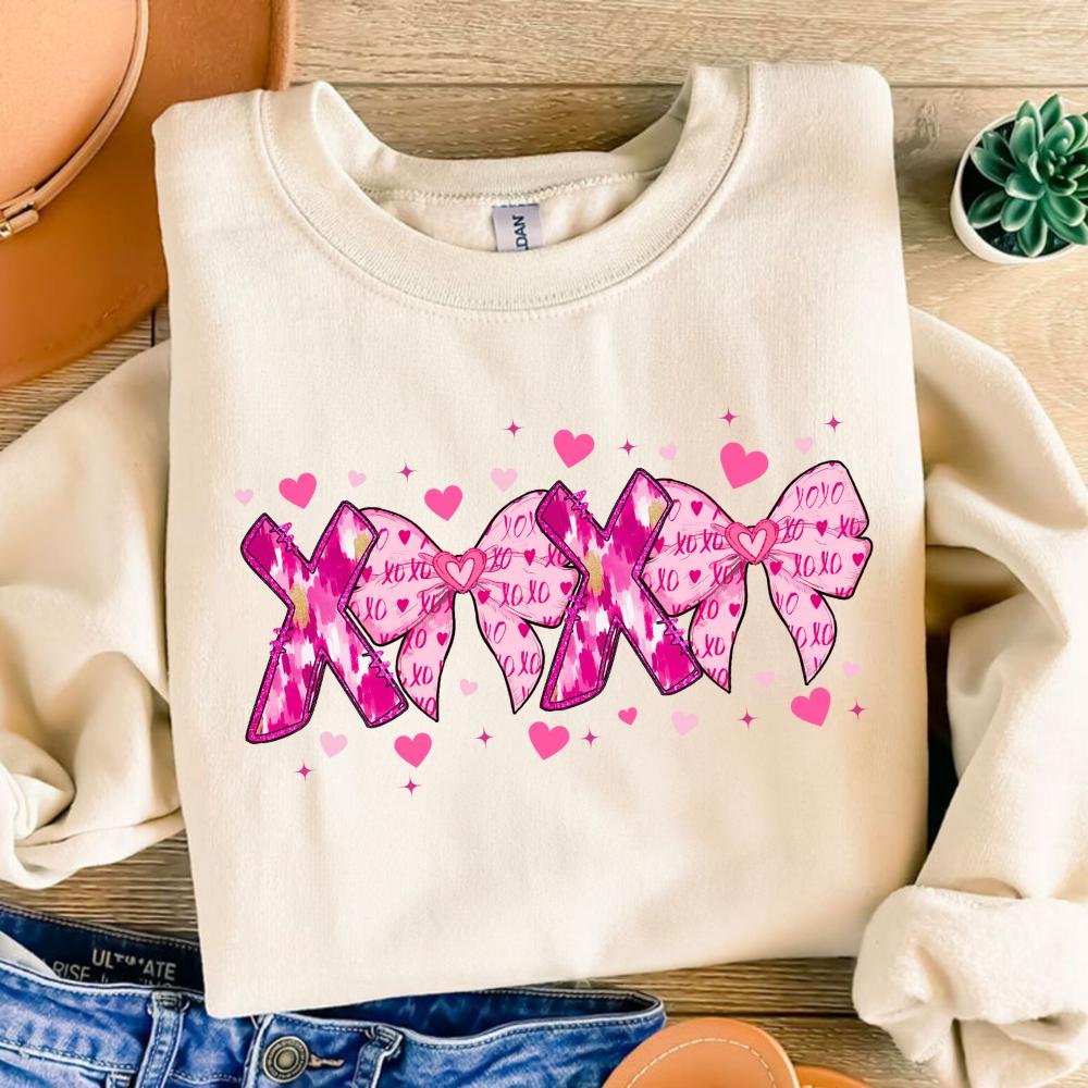 Xoxo Valentine Bow png, Valentine Coquette Png, Valentine's Day, Love Png, Sublimation Designs, Retro Valentine Png