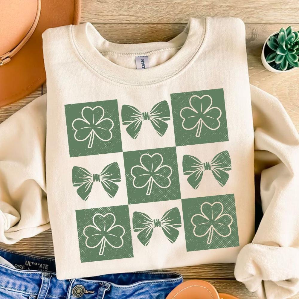 St Patrick's Day Checkered PNG, Coquette St Patty's Day png, Lucky Shamrock PNG, St Patricks Coquette Png, Lucky Charm P